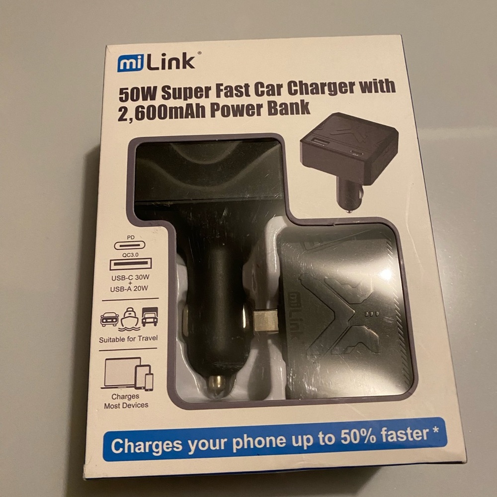 Travel Black 50W Super Fast Car Charger with USB Ports belkin Apple Samsung